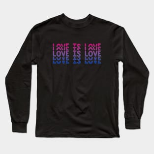 Vintage Retro Love is Love Bisexual Stacked Letters Bi Pride Long Sleeve T-Shirt